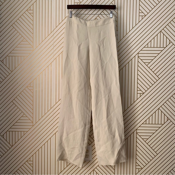 Giorgio Armani NWT 100% silk cream wide leg pants size 40 - Picture 3 of 14